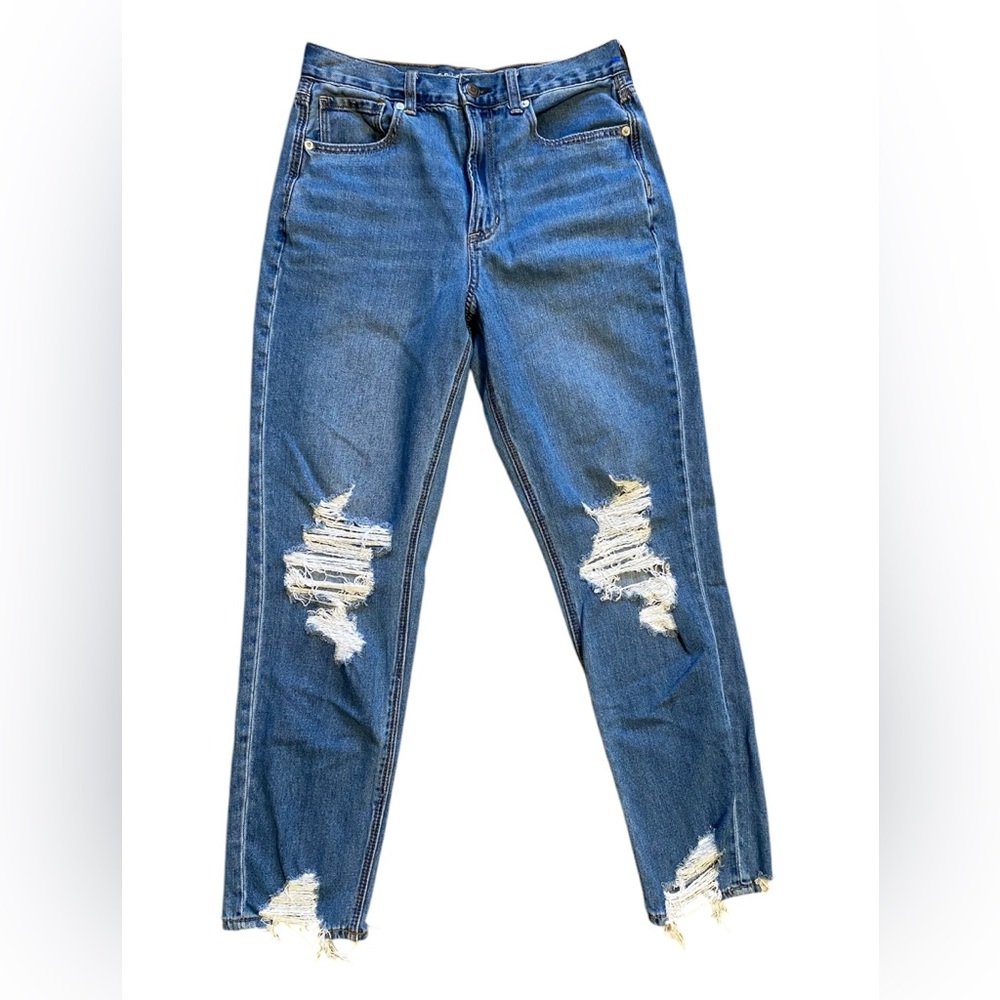 American Eagle Distressed Hem Mom Jean